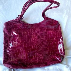 Neiman Marcus Magenta Alligator Shoulder PurseTote